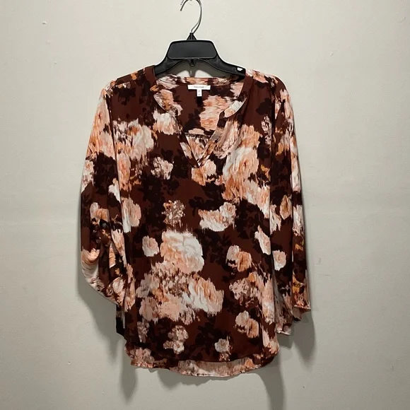 Maurices Brown and Cream Floral Blouse - Picture 1 of 4